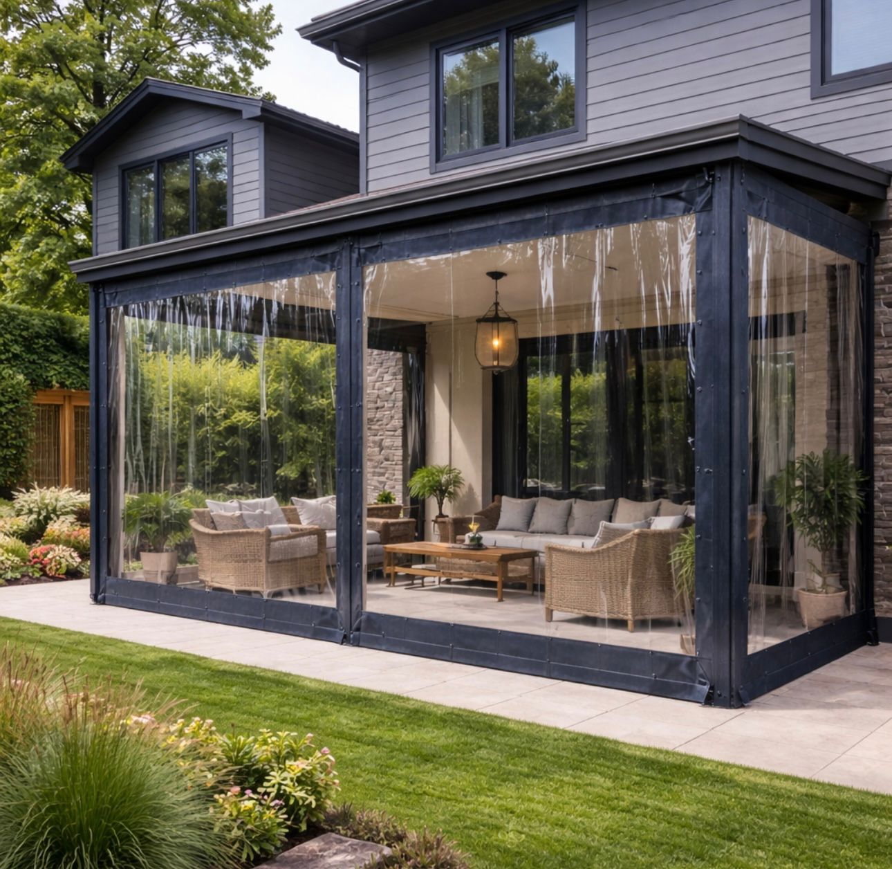 Şeffaf Fermuarlı Branda Kış Bahçesi